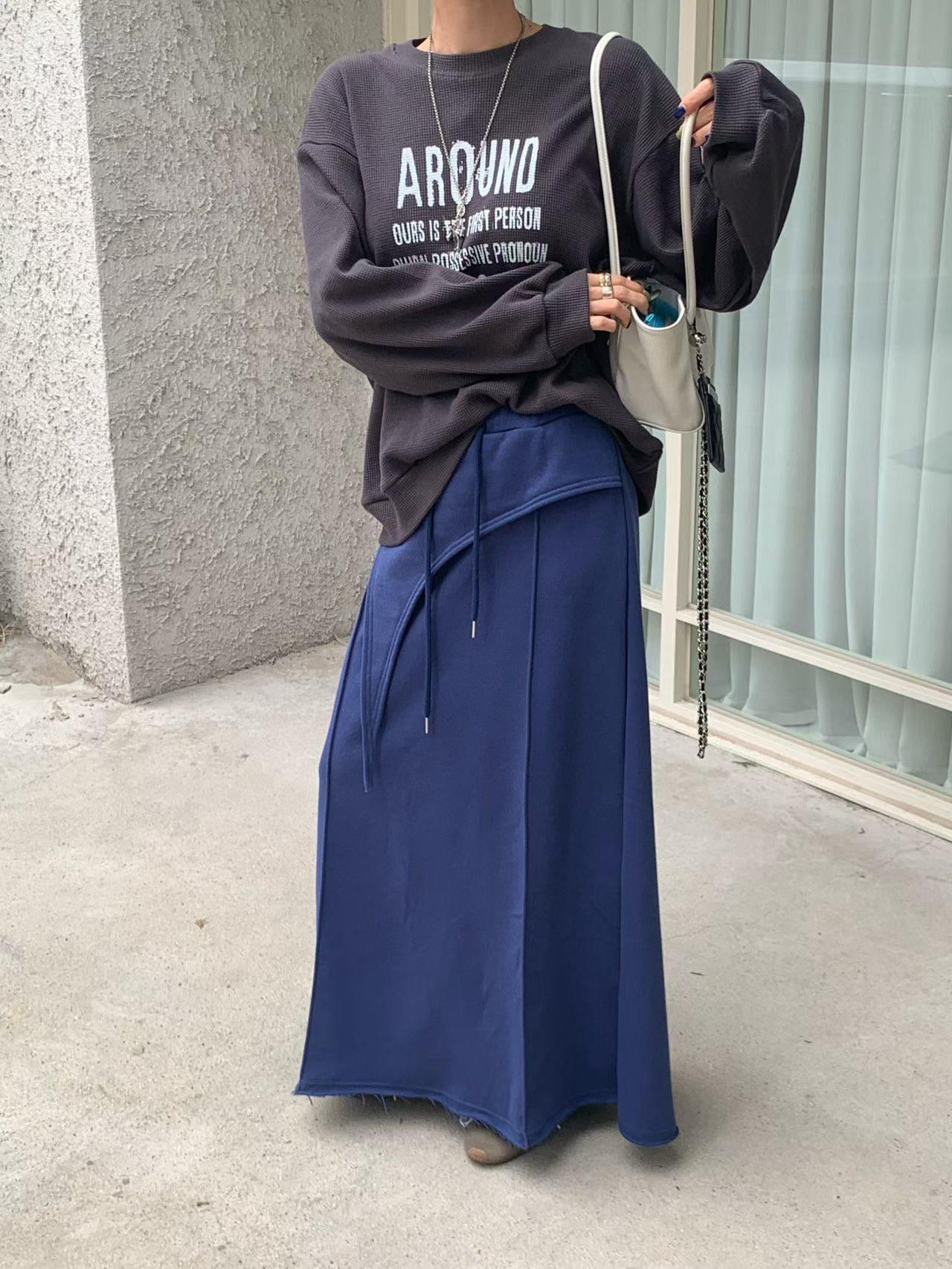 剪裁車線開衩棉裙